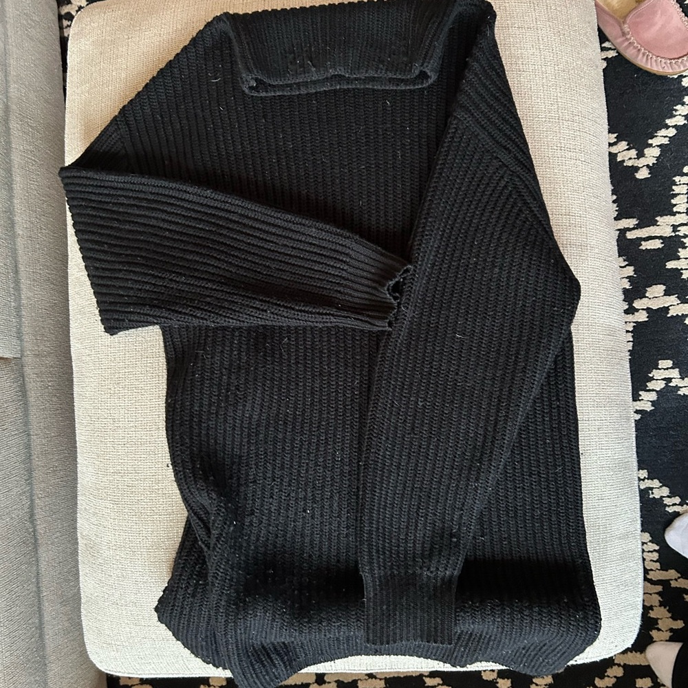 Black Ribbed Knit Sweater